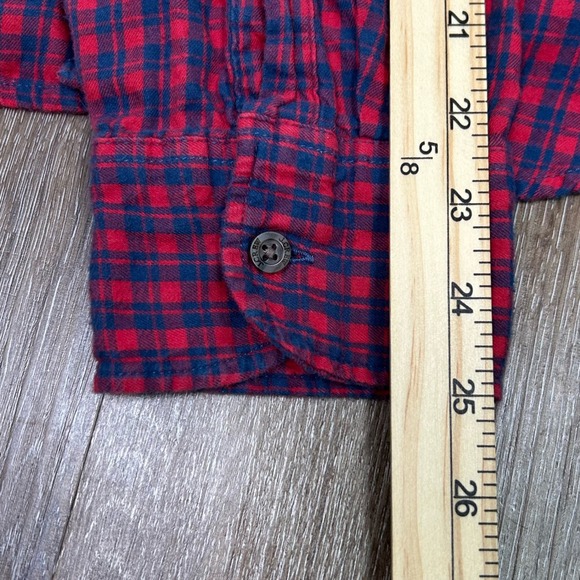 J.Crew Brushed Twill Plaid Button Down Shirt Red Navy Large Classic Fit Flannel - Picture 9 of 11